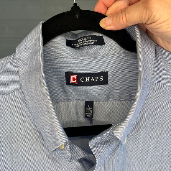 Chaps light blue button front regular fit dress shirt Size large - Picture 4 of 4
